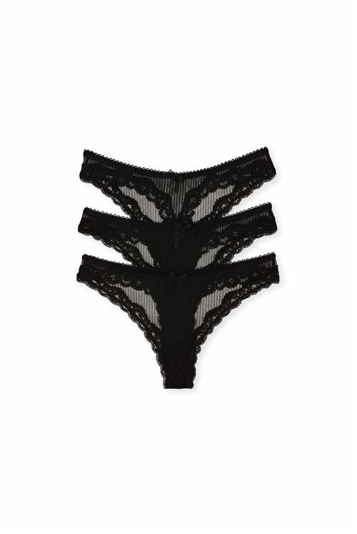 NA-KD Lingerie 3-pak blonde g-strenge - Black