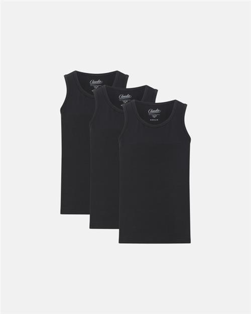 Singlet | 3-pak | Økologisk bomuld | Sort