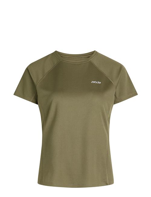 ZEBDIA Women Sports T-Shirt With Chest Print ZEBDIA Khaki