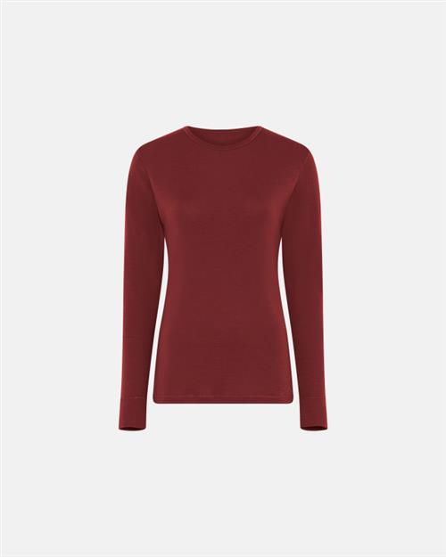 Langærmet t-shirt | 100 merino uld | Rød