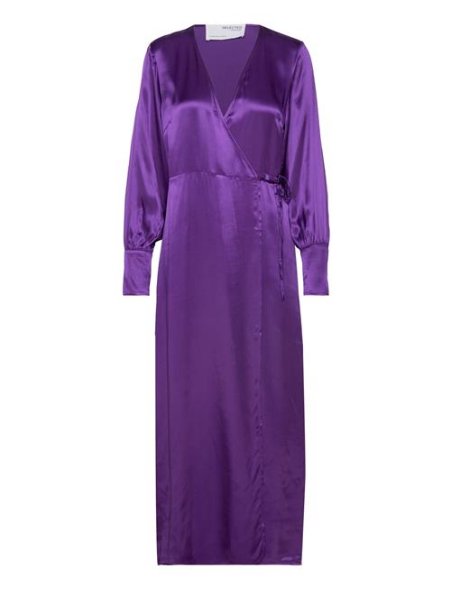 Selected Femme Slflyra Ls Ankle Wrap Dress B Selected Femme Purple