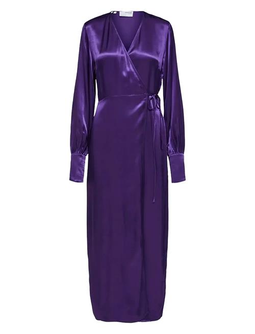 Slflyra Ls Ankle Wrap Dress B Selected Purple