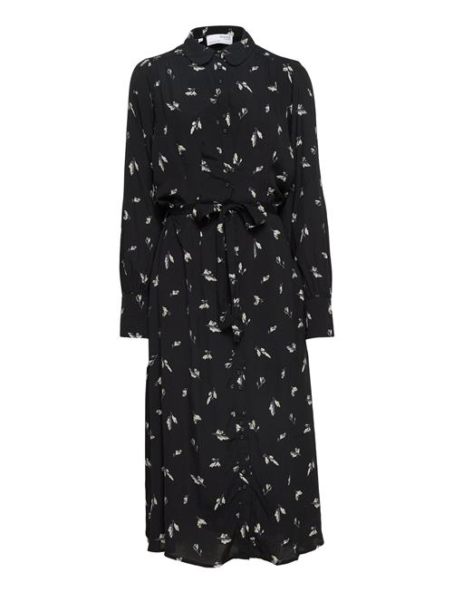 Selected Femme Slfwalda Ls Aop Midi Dress Noos Selected Femme Black