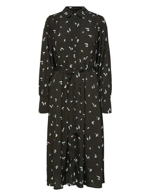 Slfwalda Ls Aop Midi Dress Selected Black