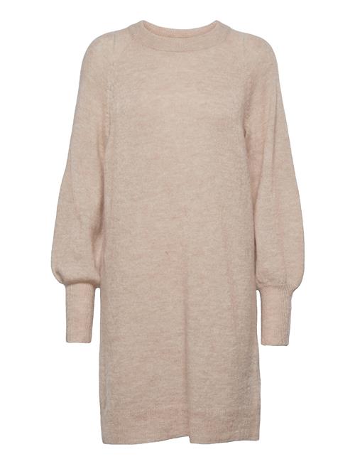 Slflulu Ls Knit Dress O-Neck B Noos Selected Beige