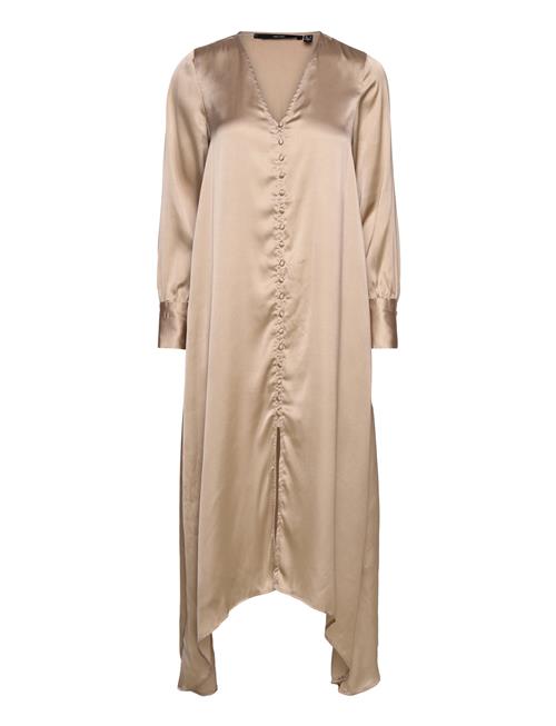 Vero Moda Vmemma Ls Long Satin Button Dress Wvn Vero Moda Beige