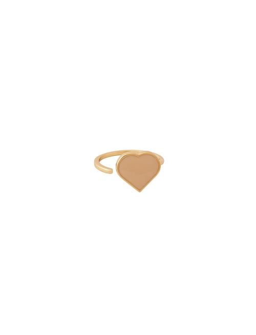 Design Letters Big Heart Enamel Ring Gold Design Letters Beige