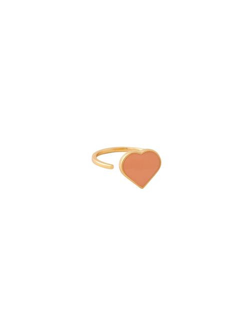 Big Heart Enamel Ring Gold Design Letters Pink