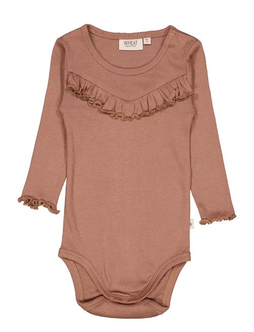 Wheat Body Rib Ruffle Ls Wheat Pink