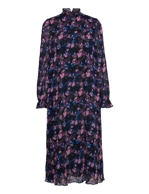 Ganni Pleated Georgette Midi Dress Ganni Navy