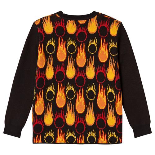 Stella McCartney Kids Black and Orange Lucky Jumper with Flame Print | Sort | 5 years