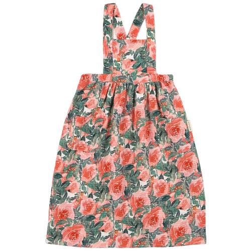 Piupiuchick Flower Print Pinafore Grøn | Lyserød | 4 years