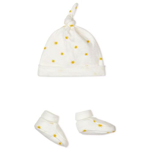 Se Petit Bateau Printed Hat And Booties Set Cream | Hvid | 18 months ved Babyshop