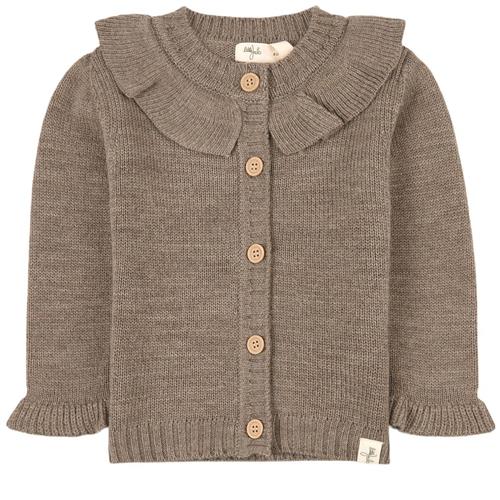 Se Little Jalo Flounce Strikket Cardigan Wood Brown | Brun | 68 cm ved Babyshop