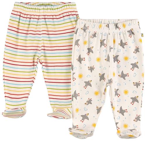 Frugi 2-pak Poppet Footed Leggingser Puffling Practice/Multi | Hvid | 6-12 months