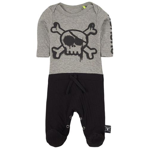 NUNUNU Skull Foden Baby Krop Heather Gray / Black | Grå | Newborn