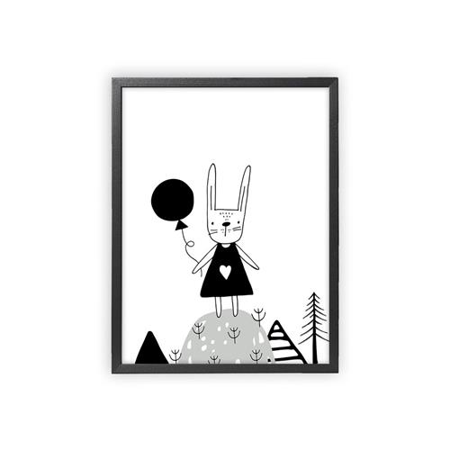 XO Posters Rabbit Plakat | Sort | 30 x 40 cm