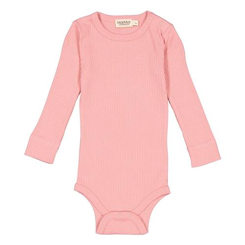 Se MarMar Copenhagen Ribbet Babybody Pink Delight | Lyserød | 4 months ved Babyshop