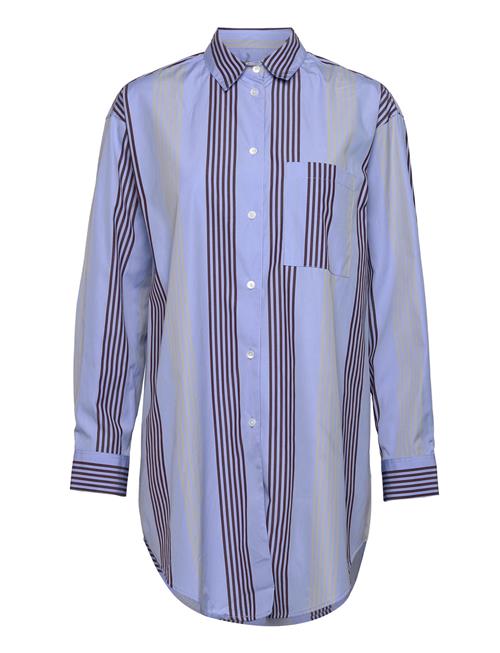 Charlene Poplin Stripe Shirt DOUBLE A BY W.W. Blue