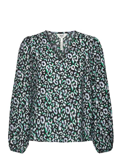 Objleonora L/S V-Neck Top Object Patterned