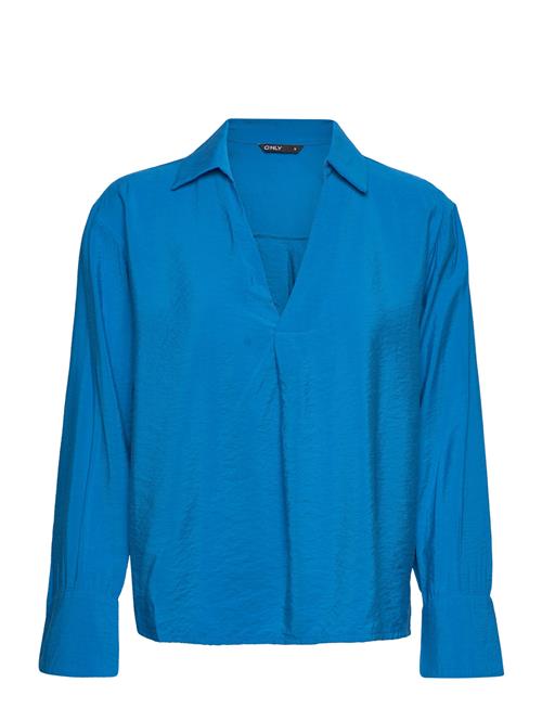 Se ONLY Onlkate L/S V-Neck Top Wvn ONLY Blue ved Booztlet