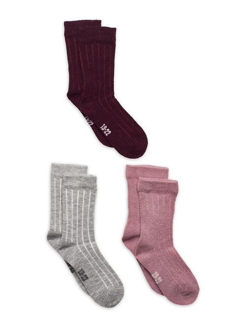 Minymo Wool Socks - Rib 3-Pack Minymo Pink