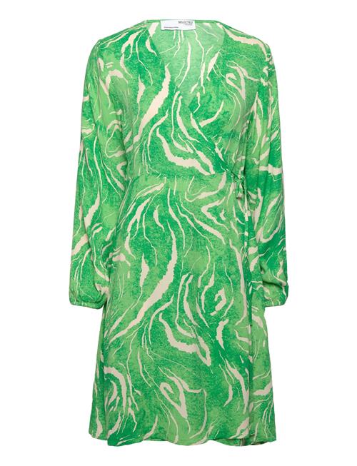 Selected Femme Slffiola Ls Aop Wrap Dress B Selected Femme Green