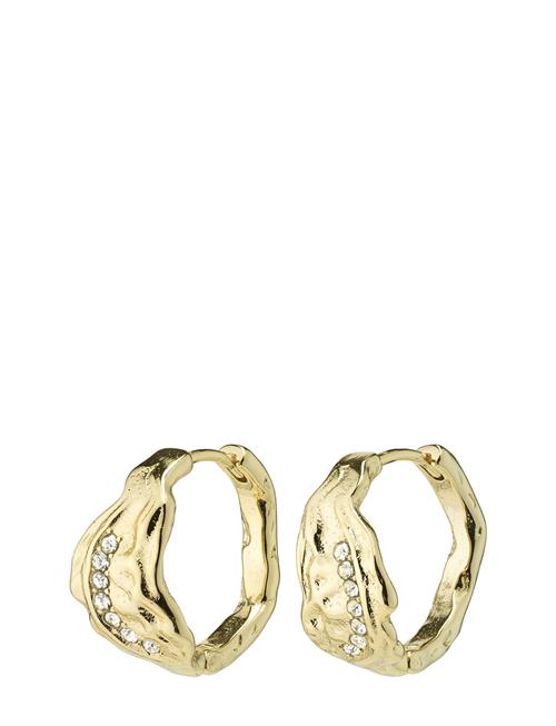 Pia Organic Shape Crystal Hoop Earrings Pilgrim Gold