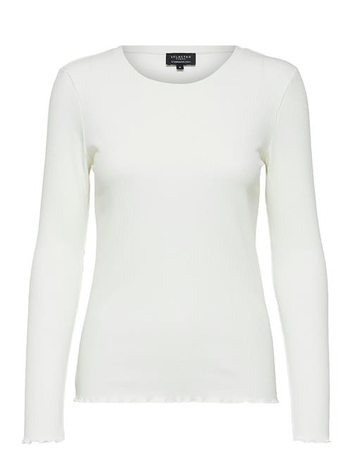 Selected Femme Slfanna Ls Crew Neck Tee S Noos Selected Femme White