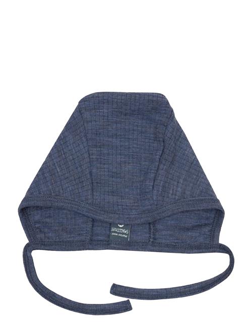 Baby Helmet, Denim Melange Drop Needle, Merino Wool Smallstuff Blue