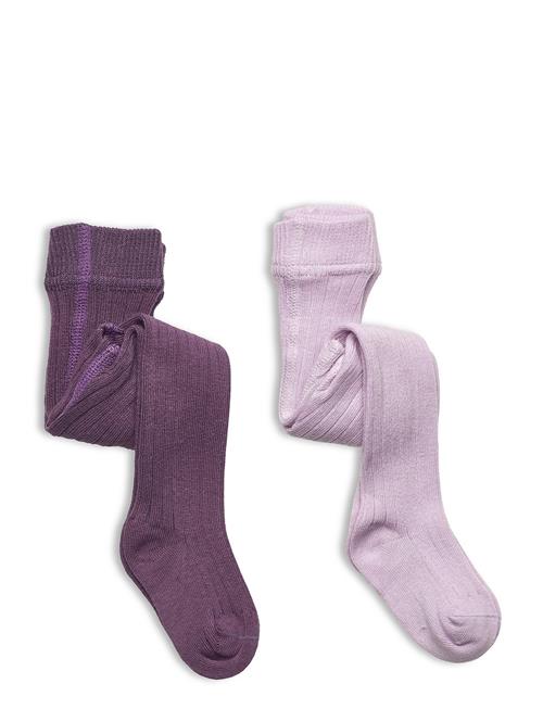 Minymo Stocking - Solid Rib 2-Pack Minymo Purple