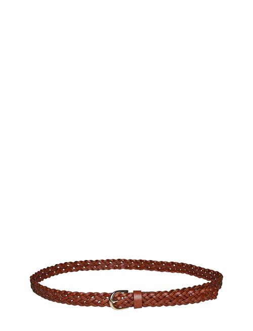 Se Pieces Pcavery Leather Braided Slim Belt Noos Pieces Brown ved Booztlet