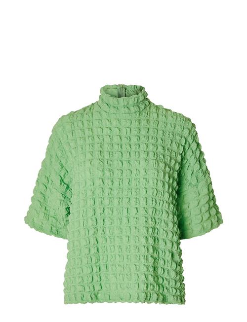 Se Selected Femme Slfmonika Ss High Neck Top B Selected Femme Green ved Booztlet