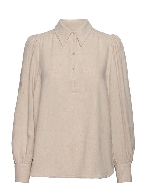 Slfviva Ls Linen Top B Selected Cream