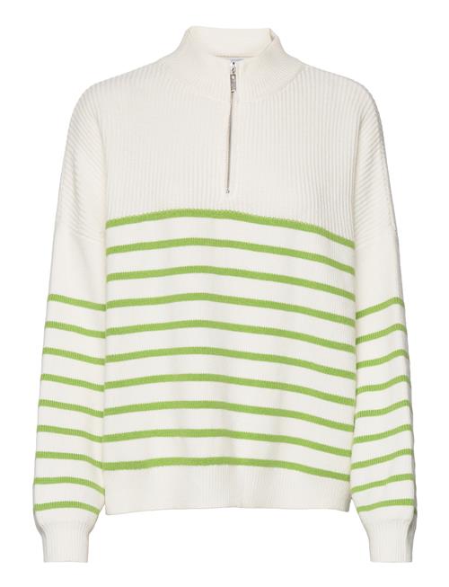 Se Mango Striped Sweater With Zip Mango Green ved Booztlet