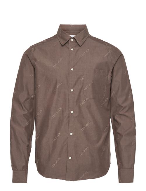 Les Deux Jacquard Flannel Shirt Les Deux Brown