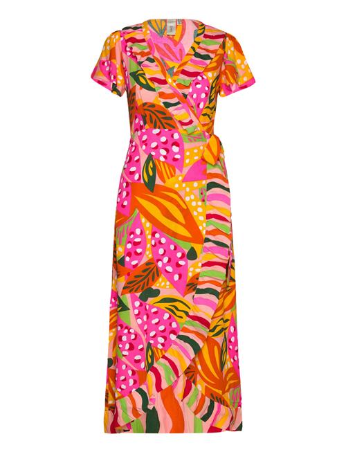 YAS Yastropicana Ss Wrap Dress S. - Fest YAS Orange