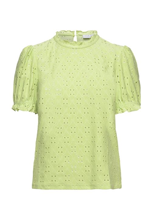 Se Vila Vikawa S/S Flounce Top - Noos Vila Green ved Booztlet