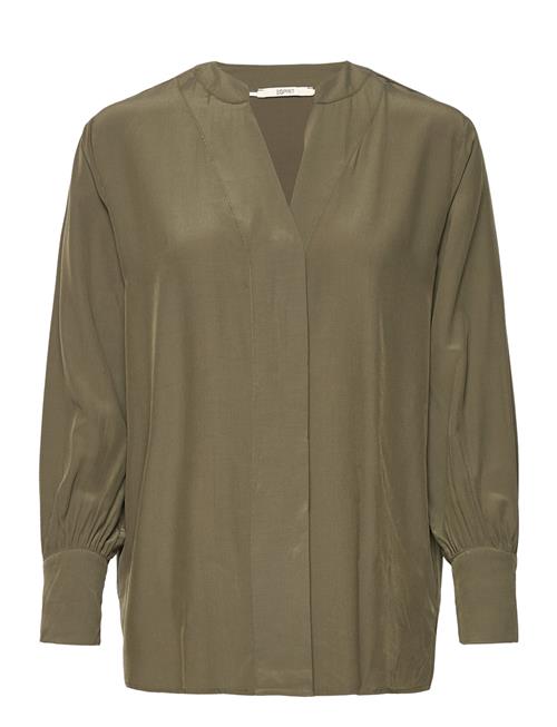 Esprit Casual V-Neck Blouse, Lenzing™ Ecovero™ Esprit Casual Green