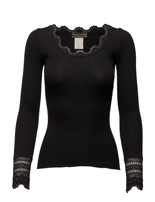 Rwbenita Silk Ls O-Neck Lace T-Shir Rosemunde Black