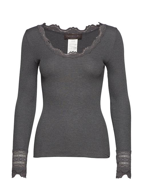 Se Rosemunde Silk T-Shirt W/ Lace Rosemunde Grey ved Booztlet