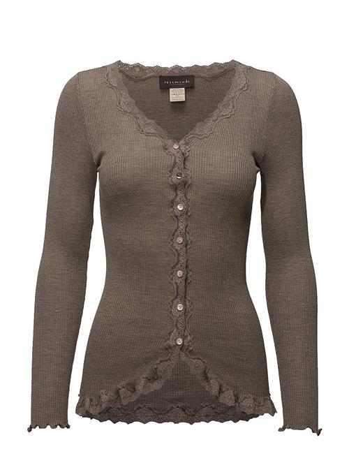 Rwbabette Silk Ls V-Neck Lace Cardi Rosemunde Beige