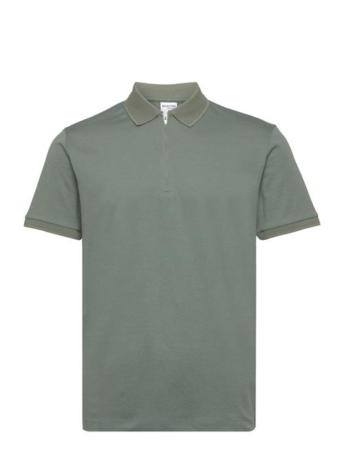 Se Selected Homme Slhfave Zip Ss Polo Noos Selected Homme Khaki ved Booztlet