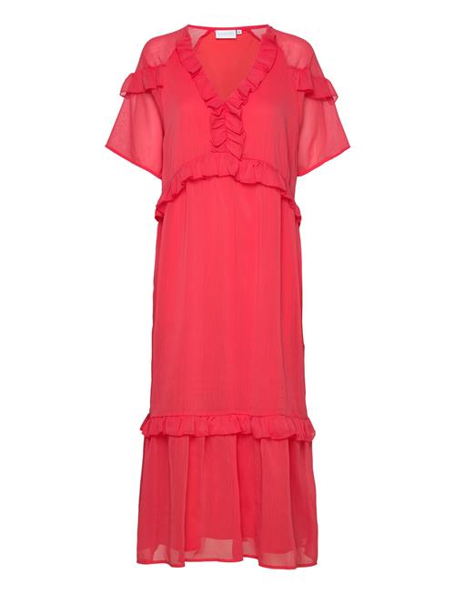 Coster Copenhagen Long Dress With Frills Coster Copenhagen Coral