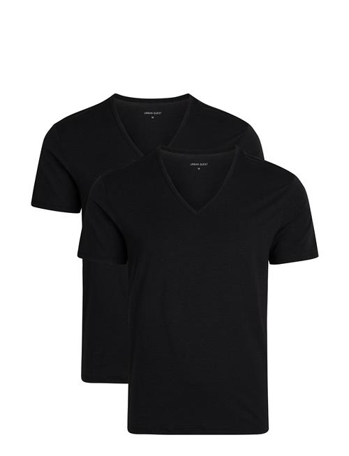 2-Pack Men Bamboo V-Neck Undershirt URBAN QUEST Black