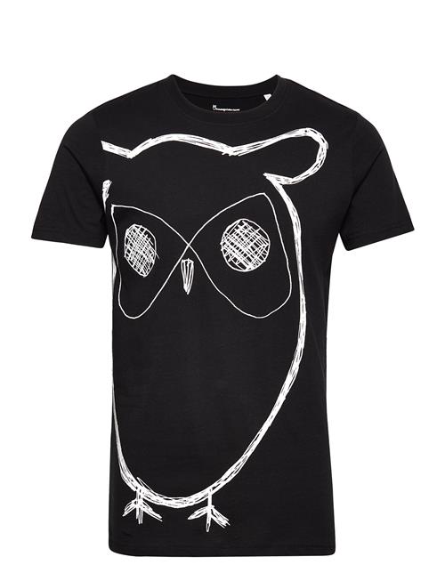 Se Knowledge Cotton Apparel Aop Owl Tee - Gots/Vegan Knowledge Cotton Apparel Black ved Booztlet