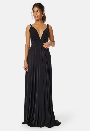 Se Goddiva Multi Tie Maxi Dress Black L (UK14) ved Bubbleroom