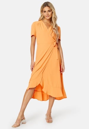 Se John Zack Short Sleeve Wrap Dress Orange L (UK14) ved Bubbleroom