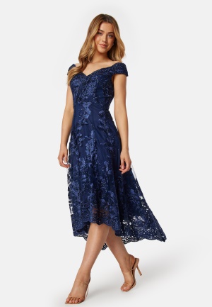 Goddiva Embroidered Lace Dress Dark blue S (UK10)