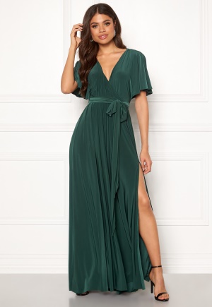 Se Goddiva Flutter Sleeve Maxi Dress Botanical Green XXS (UK6) ved Bubbleroom